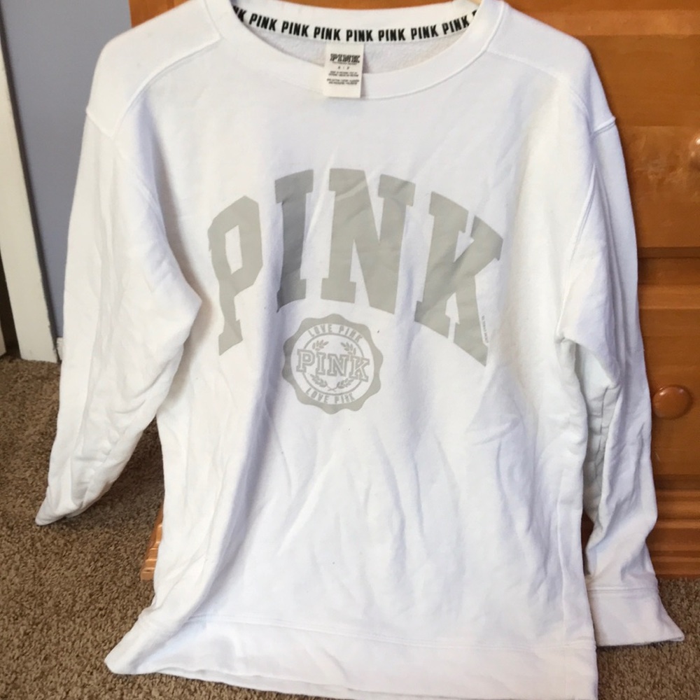 White brand pink crew neck